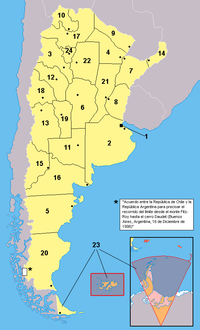 Provincias de la Argentina. Los             territorios en anaranjado no est&aacute;n bajo la soberan&iacute;a efectiva argentina: las islas del Atl&aacute;ntico Sur son administradas por el Reino Unido y el Sector Ant&aacute;rtico es un reclamo en suspenso